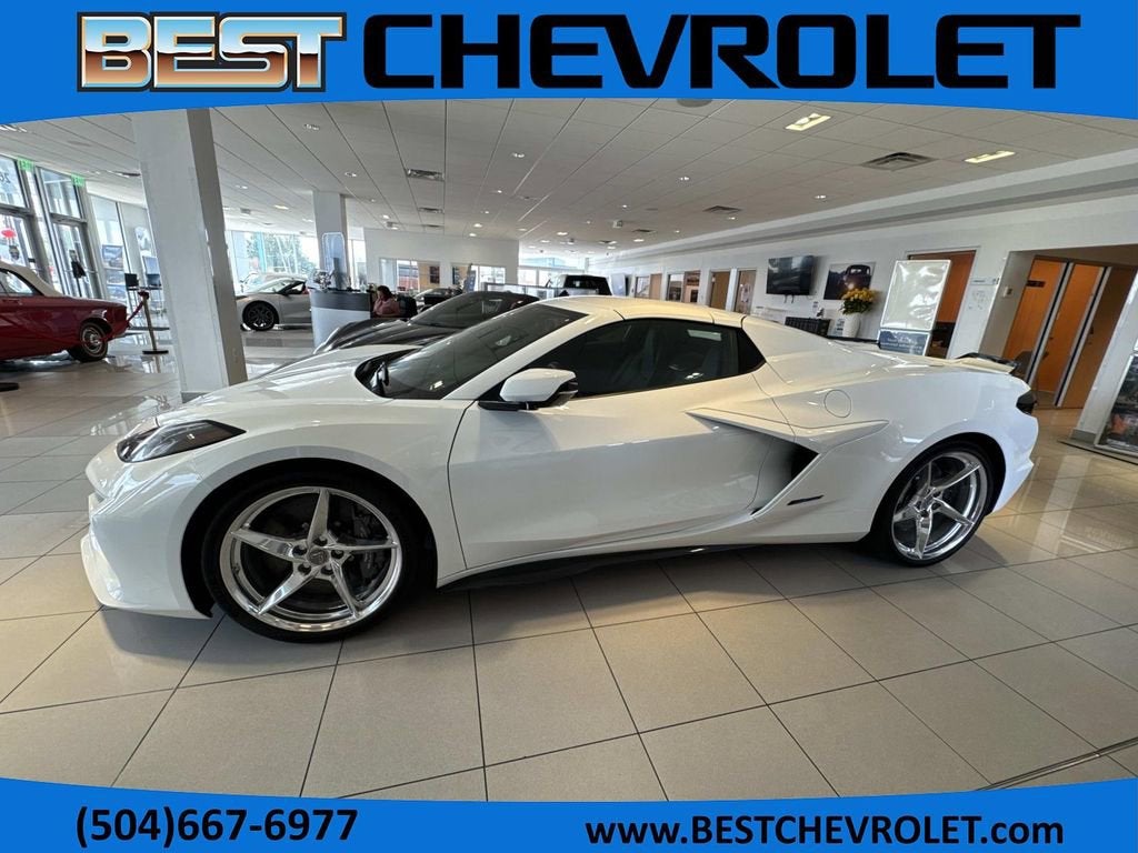 2025 Chevrolet Corvette E-Ray 1LZ in Arctic White — front three-quarter view