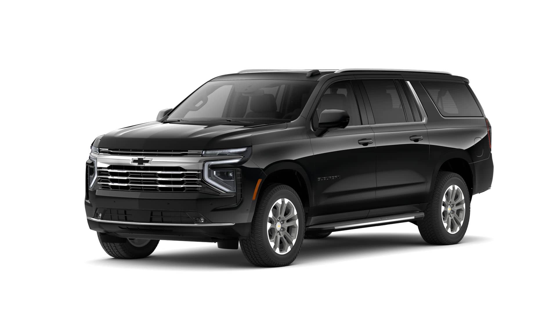 2026 Chevrolet Suburban LT in Black — front three-quarter view