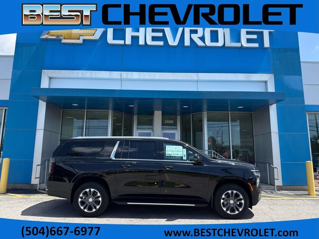 2026 Chevrolet Suburban LT in Black — front three-quarter view