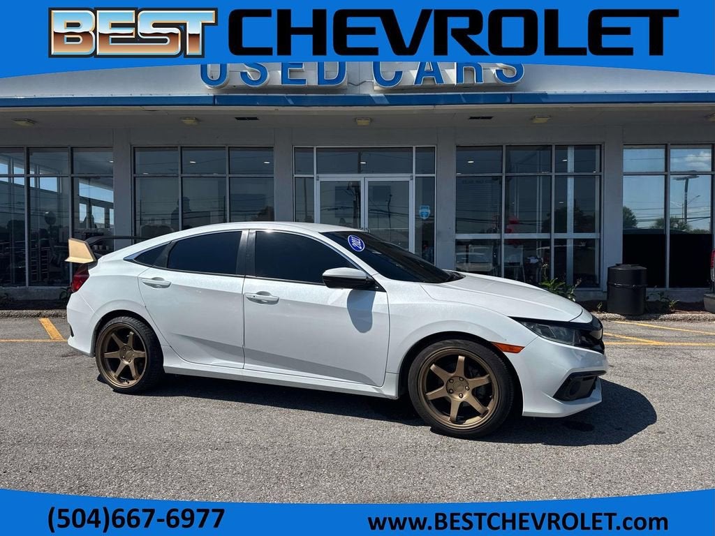 2021 Honda Civic Sedan Sport in White — front three-quarter view