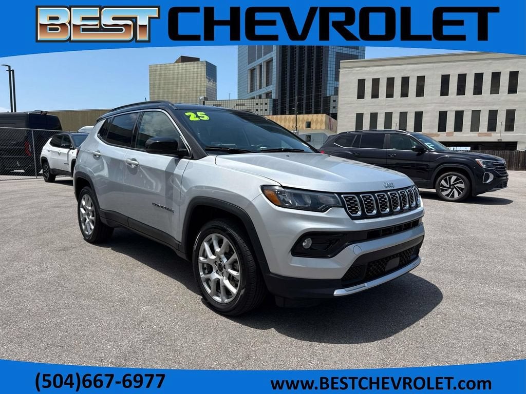 2025 Jeep Compass Limited in Silver — front three-quarter view